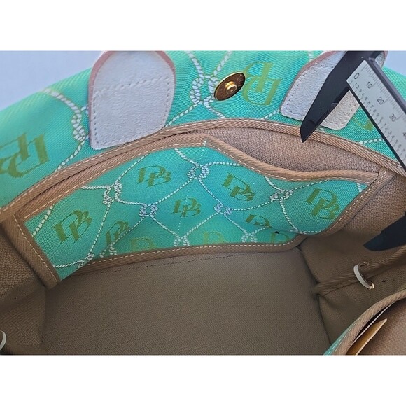 Dooney And Bourke Signature Rope Lattice DB Canvas Y2K Satchel Mint White - Picture 14 of 16
